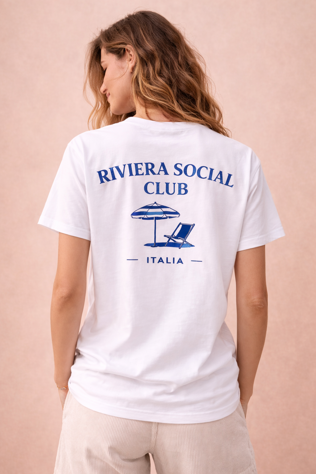 Riviera Social Club T-Shirt - weiß / blau